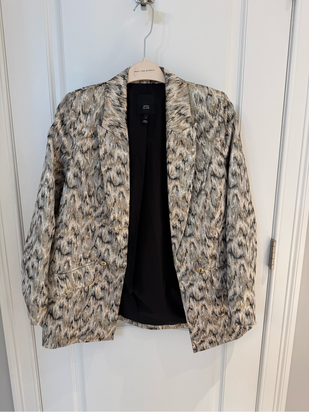 River Island Metallic Patterned Blazer Size 10